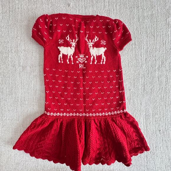 Polo Ralph Lauren Girl's Red Reindeer Sweater Dress GUC 5 - Picture 7 of 7